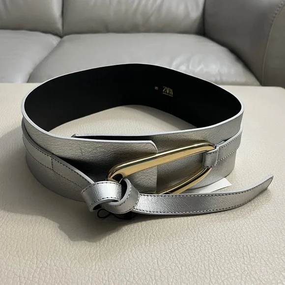 Zara | Accessories | Zara Womens Silver Sash Belt With Gold  display picture 2